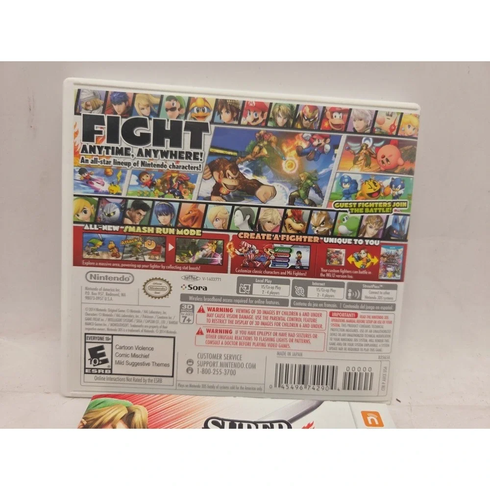 Super Smash Bros Nintendo 3DS 2014 Game Case ONLY With Manual NO GAME INCLUDED